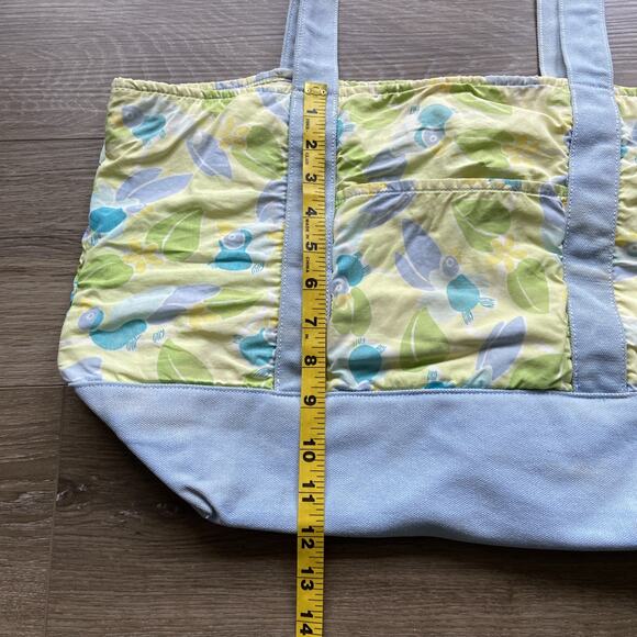 Lilly Pulitzer Tote Bag 19 X 12 X 6" Medium Canvas Blue Tropical Bird Graphic - Picture 4 of 16